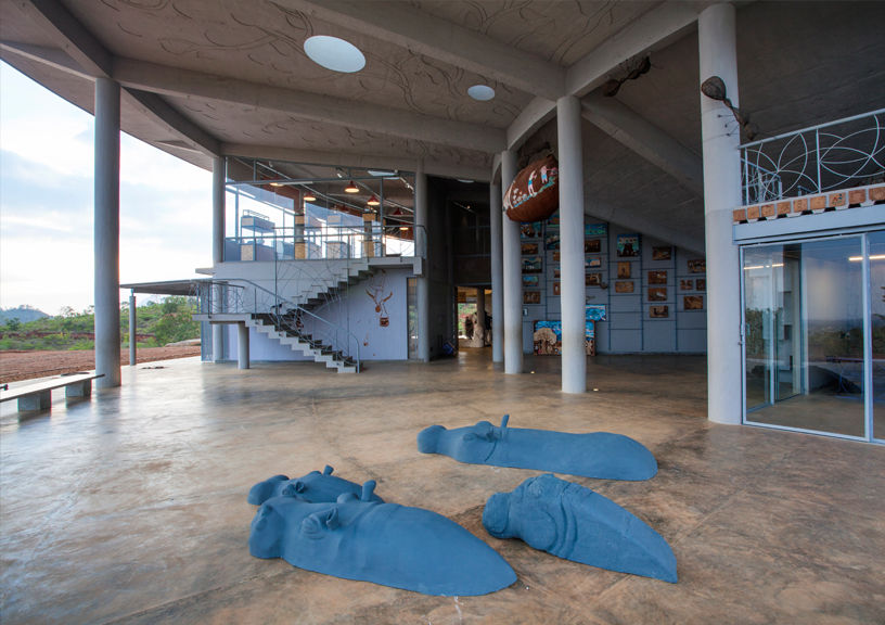 Art Installation of Concreted Hippos representing Water Scarcity