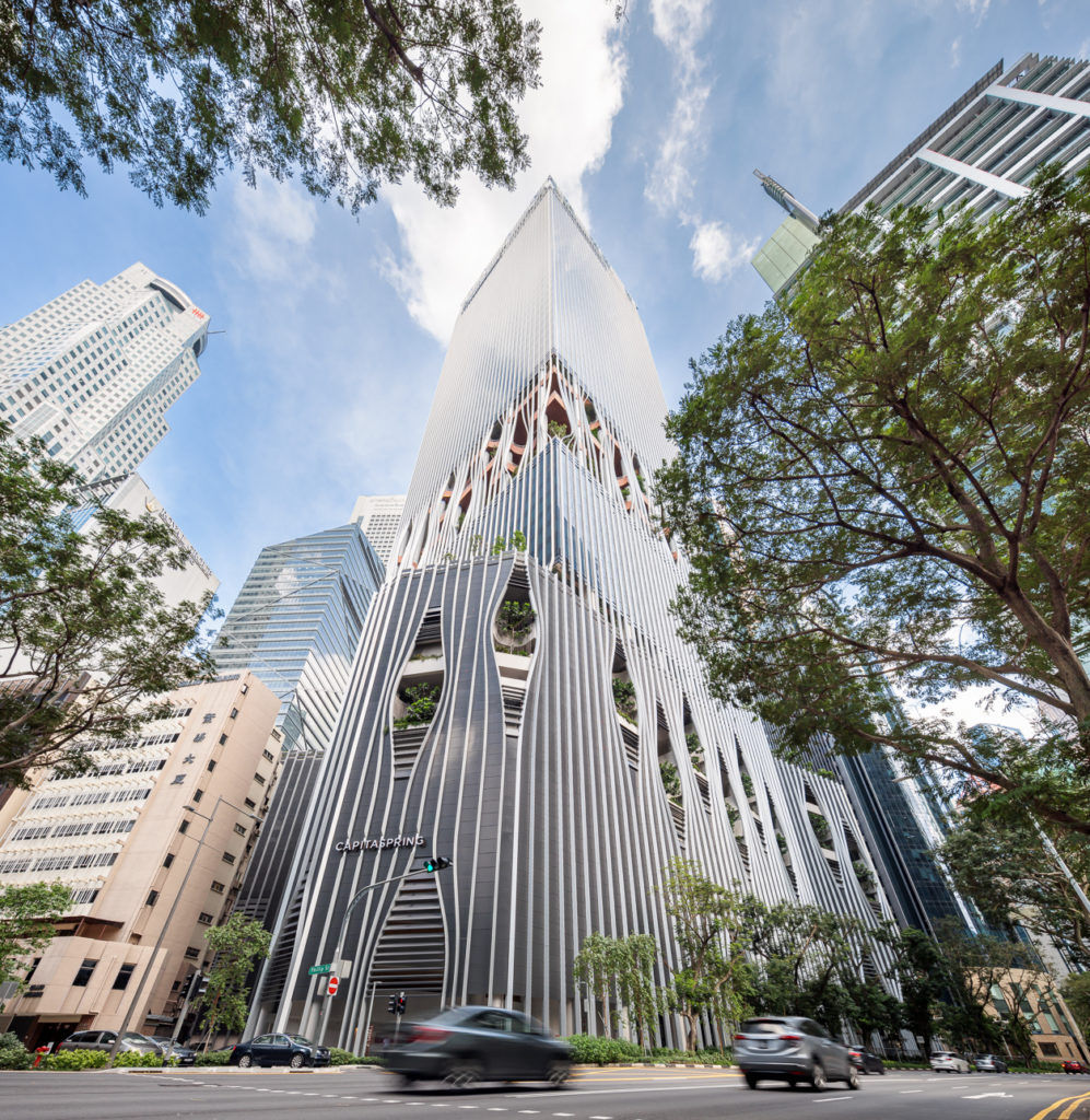 green skyscraper in Singapore