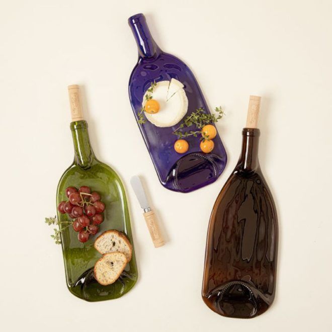 Uncommon Goods Recycled Wine Bottle Platter with Spreader