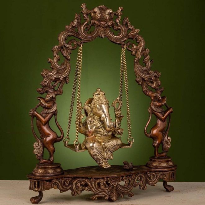 Brass Ganesh On Swing Figure