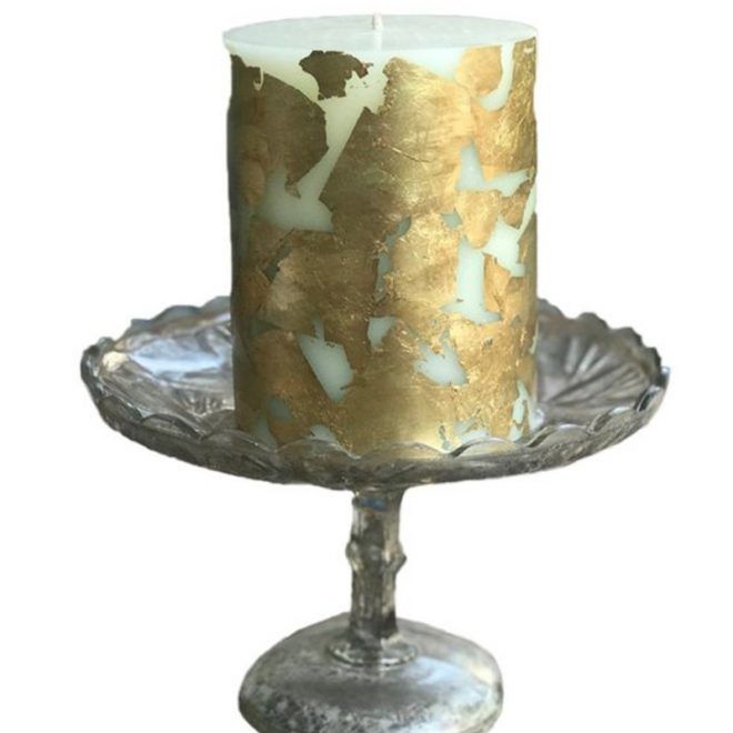 Pillar Small Gold Leaf Candle