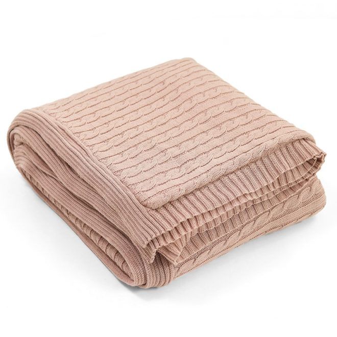 Pink Cable Knit Throw