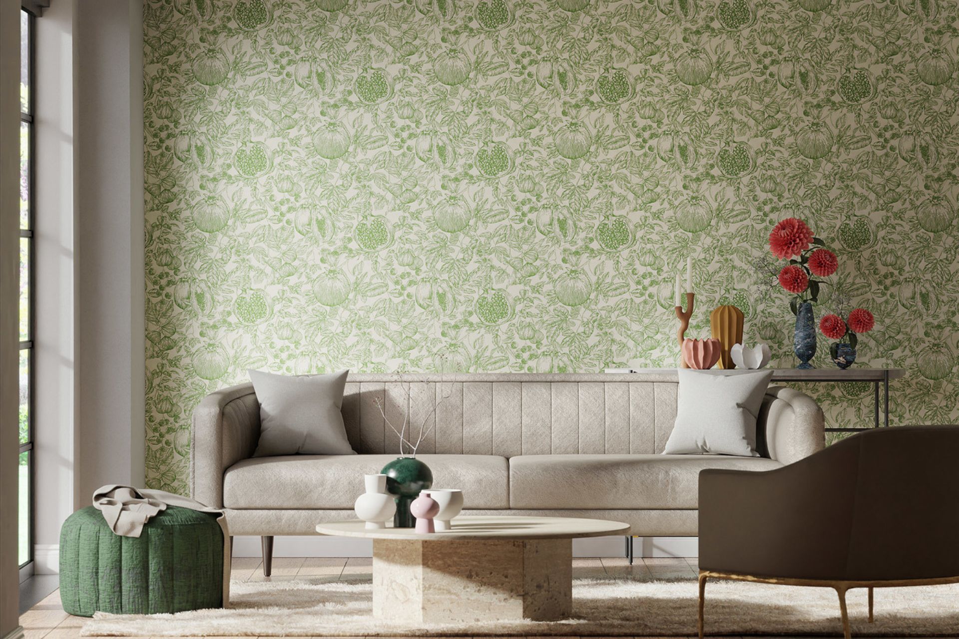 Mulberry Somerton Red/Green Wallpaper | DecoratorsBest